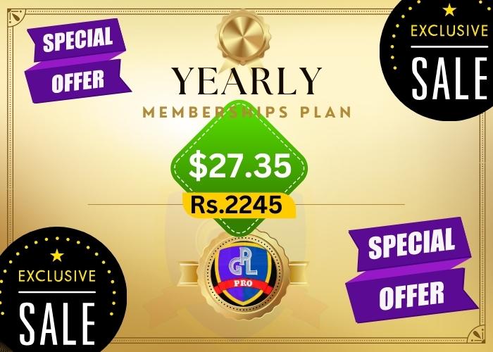 Yearly Memberships plan Rs2245