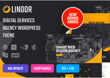Linoor Theme Digital Agency Services Website WP GPL Theme- V1.7.2