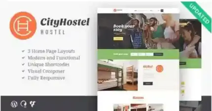 City Hostel Theme A Travel & Hotel Booking WP GPL Theme v-1.2.3